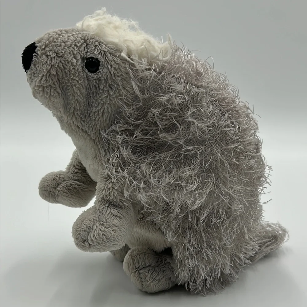 Vintage GANZ Porcupine Hedgehog Plush Toy White Gray 8 Inches HM368